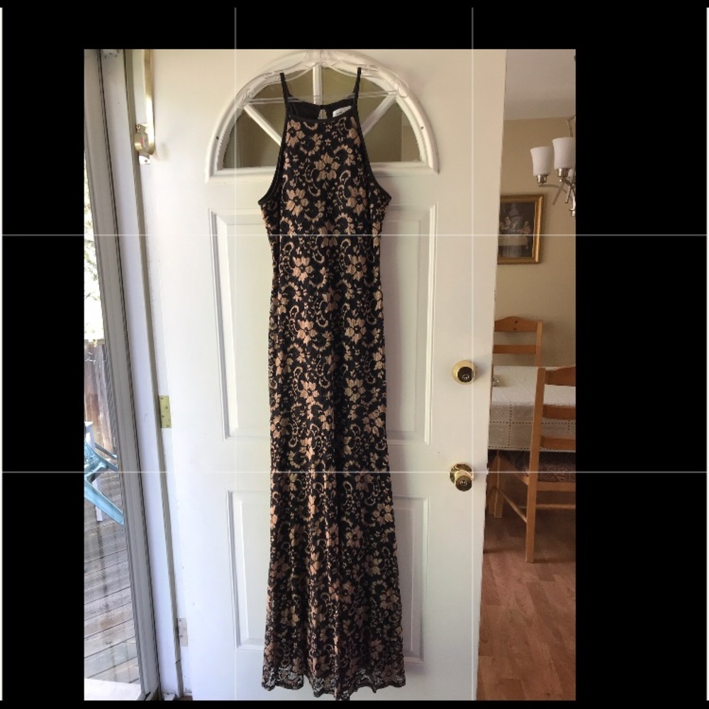 Long Lacey black and beige dress